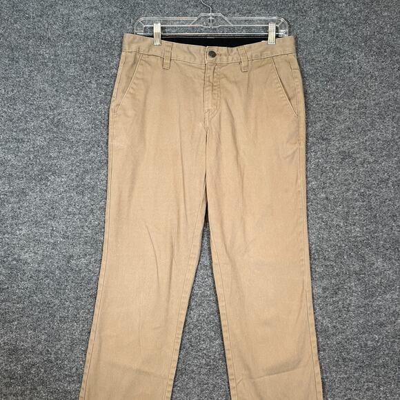 Volcom Pants Mens 30 Beige Chinos Straight Leg Flat Front Casual - Picture 3 of 10